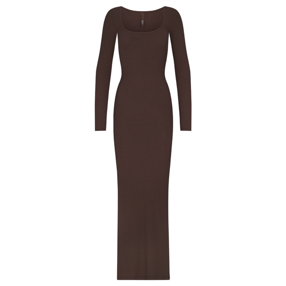Skims Soft Lounge Long Sleeve Dress Cocoa